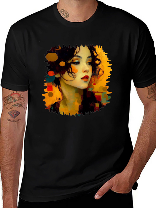 Abstract Woman Portrait Black T-Shirt
