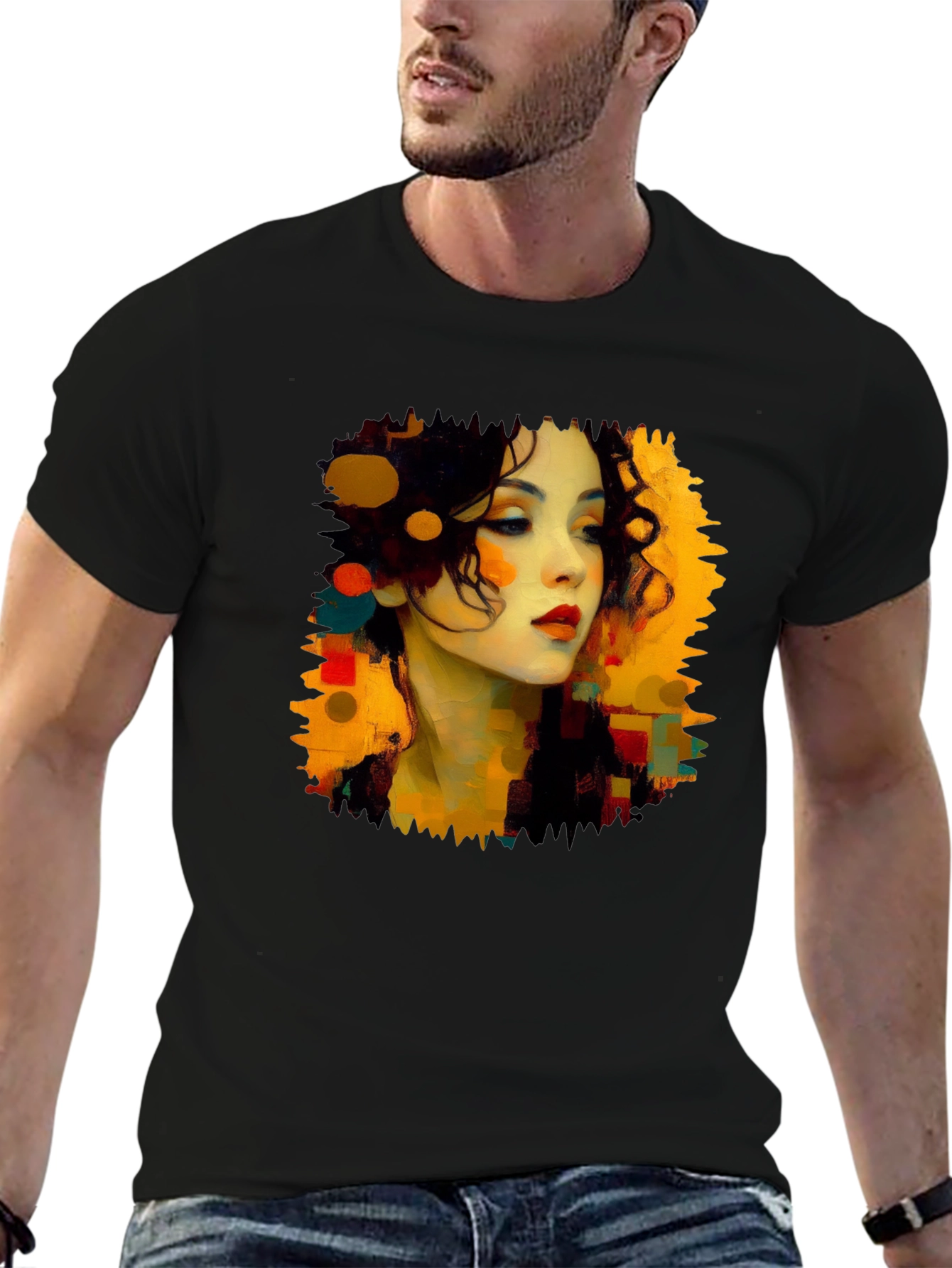 Abstract Woman Portrait Black T-Shirt