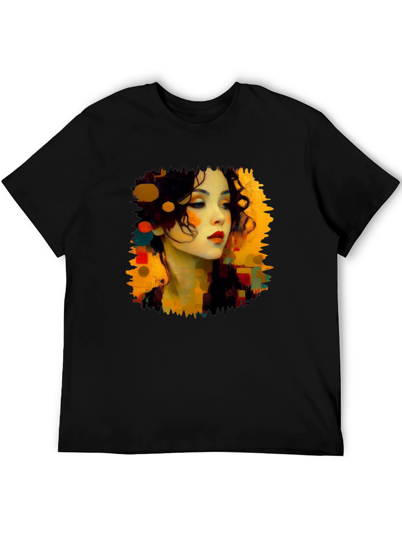 Abstract Woman Portrait Black T-Shirt