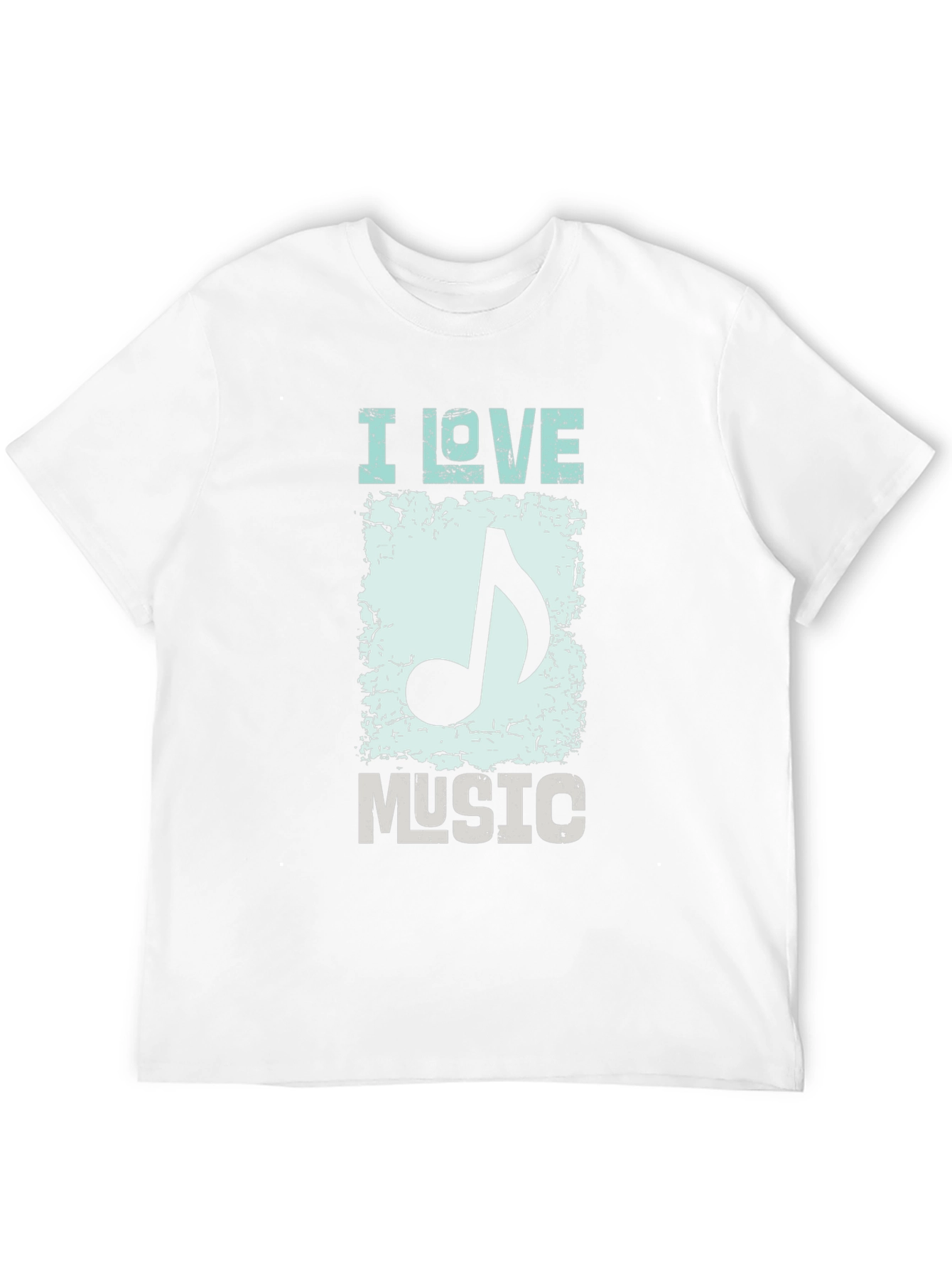 I Love Music Graphic Print Black T-Shirt