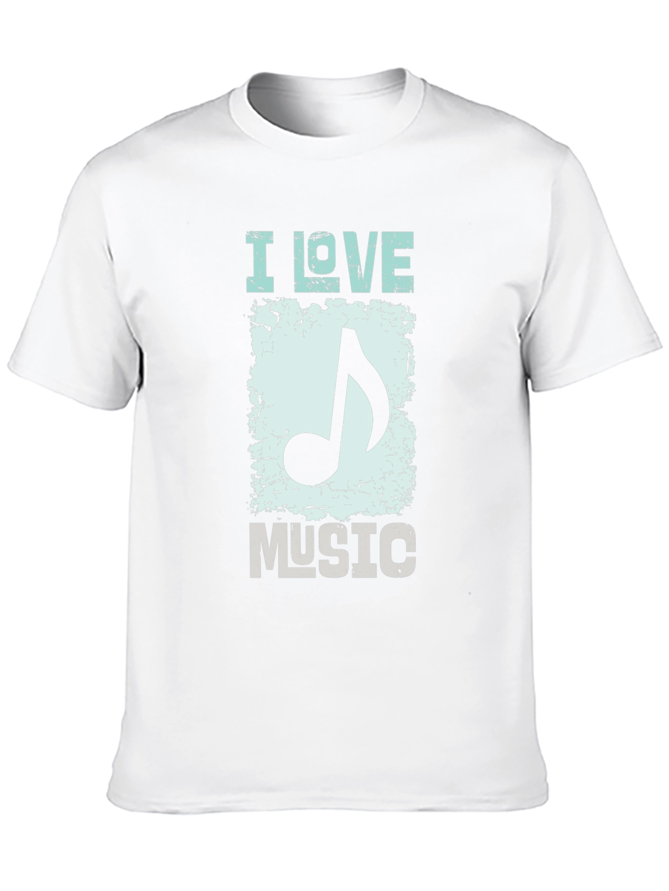 I Love Music Graphic Print Black T-Shirt
