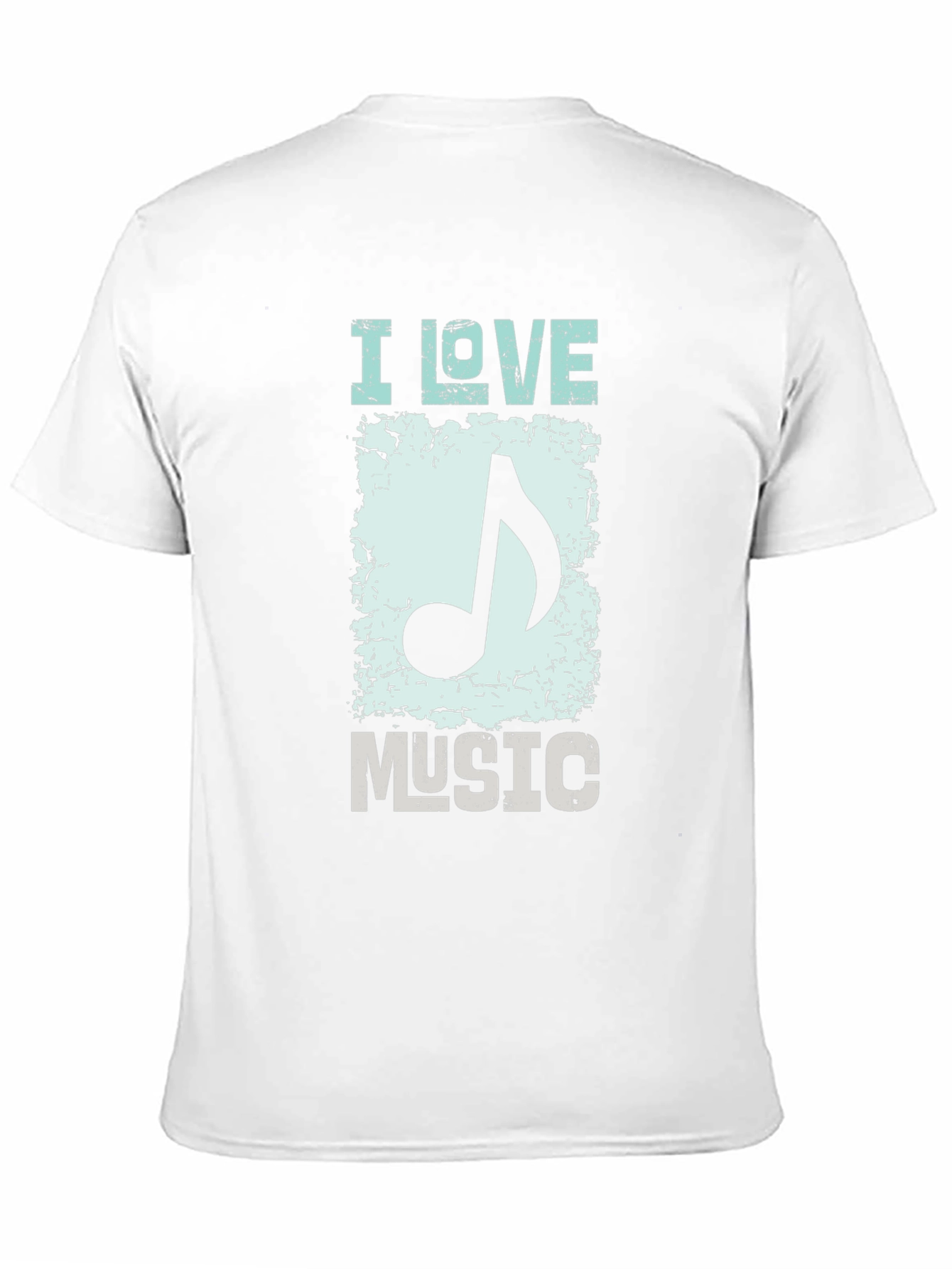 I Love Music Graphic Print Black T-Shirt