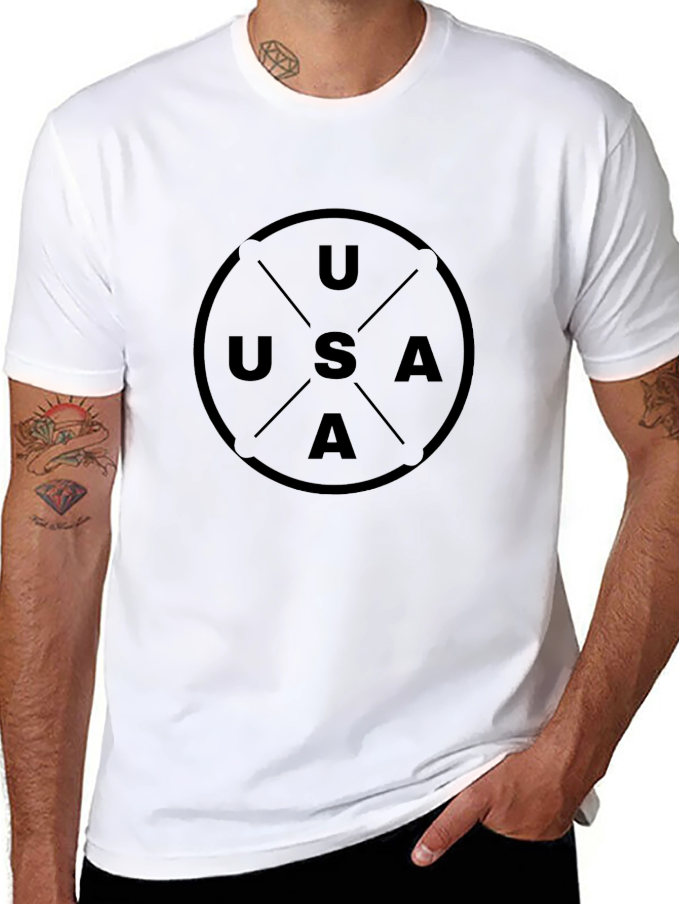USA Graphic Print Black T-Shirt