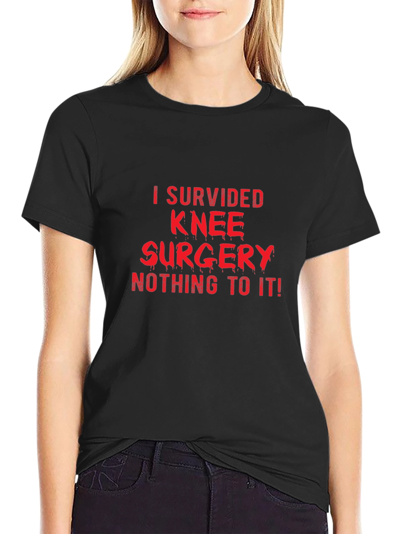 Knee Surgery Survivor Black T-Shirt