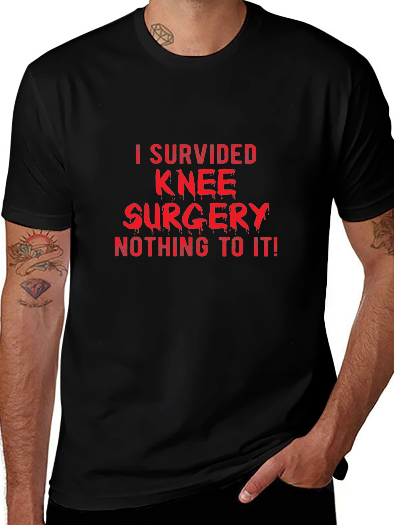 Knee Surgery Survivor Black T-Shirt