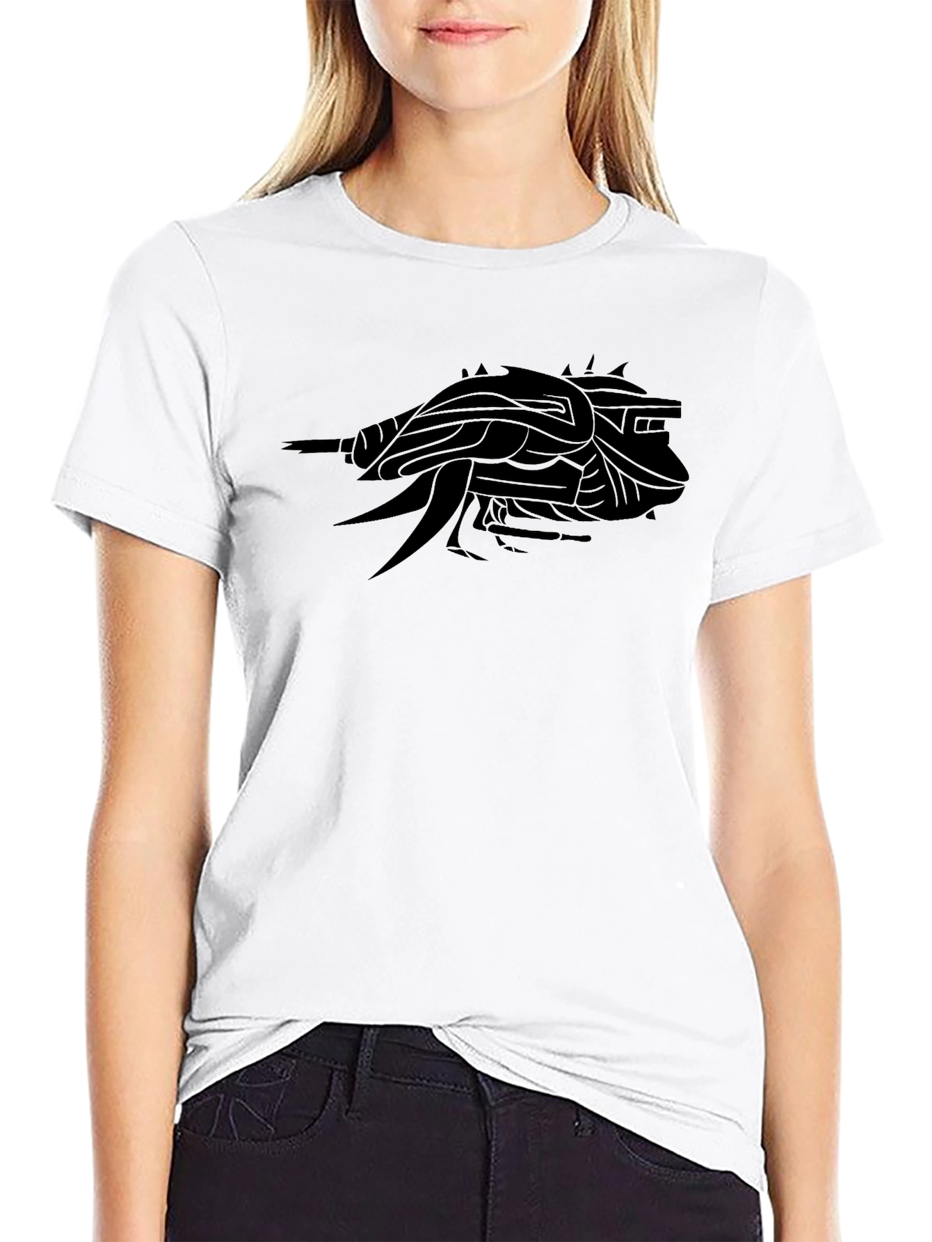 Mens Black Graphic Tee - Abstract Creature