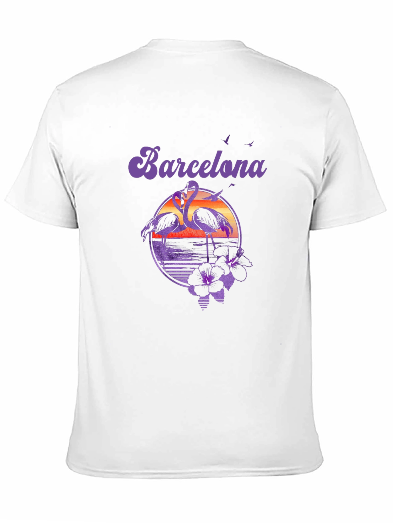 Barcelona Sunset Flamingo Graphic T-Shirt