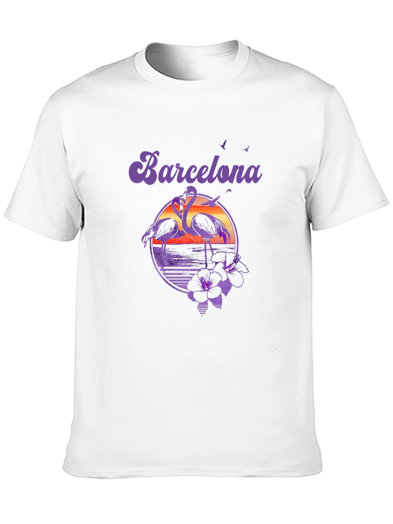 Barcelona Sunset Flamingo Graphic T-Shirt
