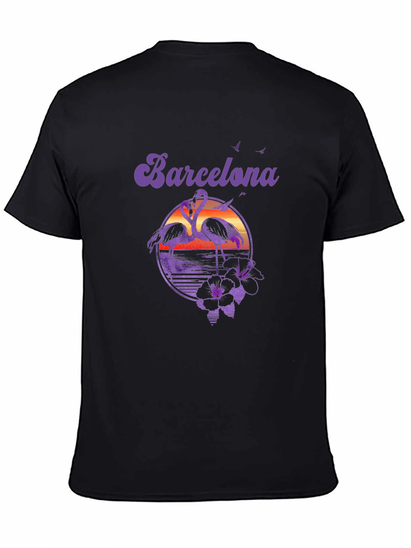 Barcelona Sunset Flamingo Graphic T-Shirt