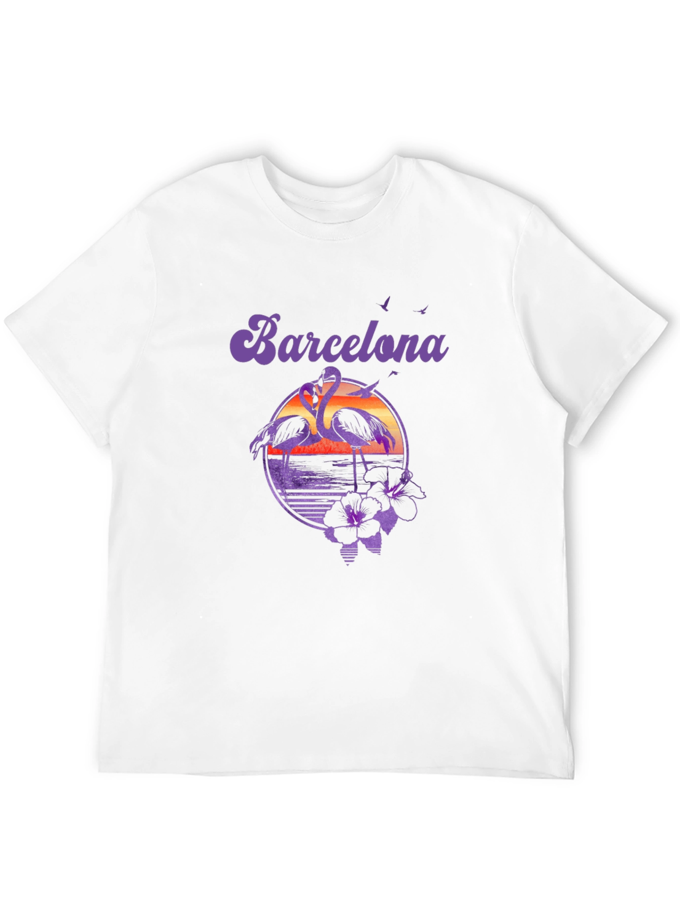 Barcelona Sunset Flamingo Graphic T-Shirt