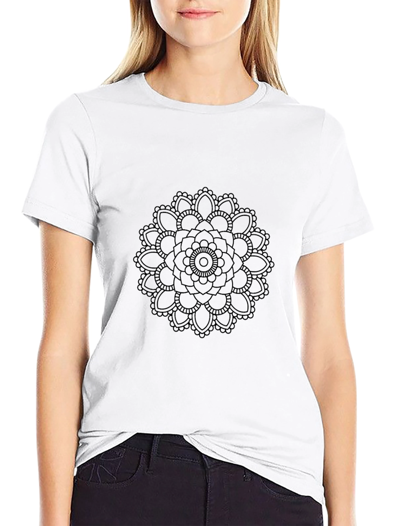 Mens Black Mandala Graphic T-Shirt