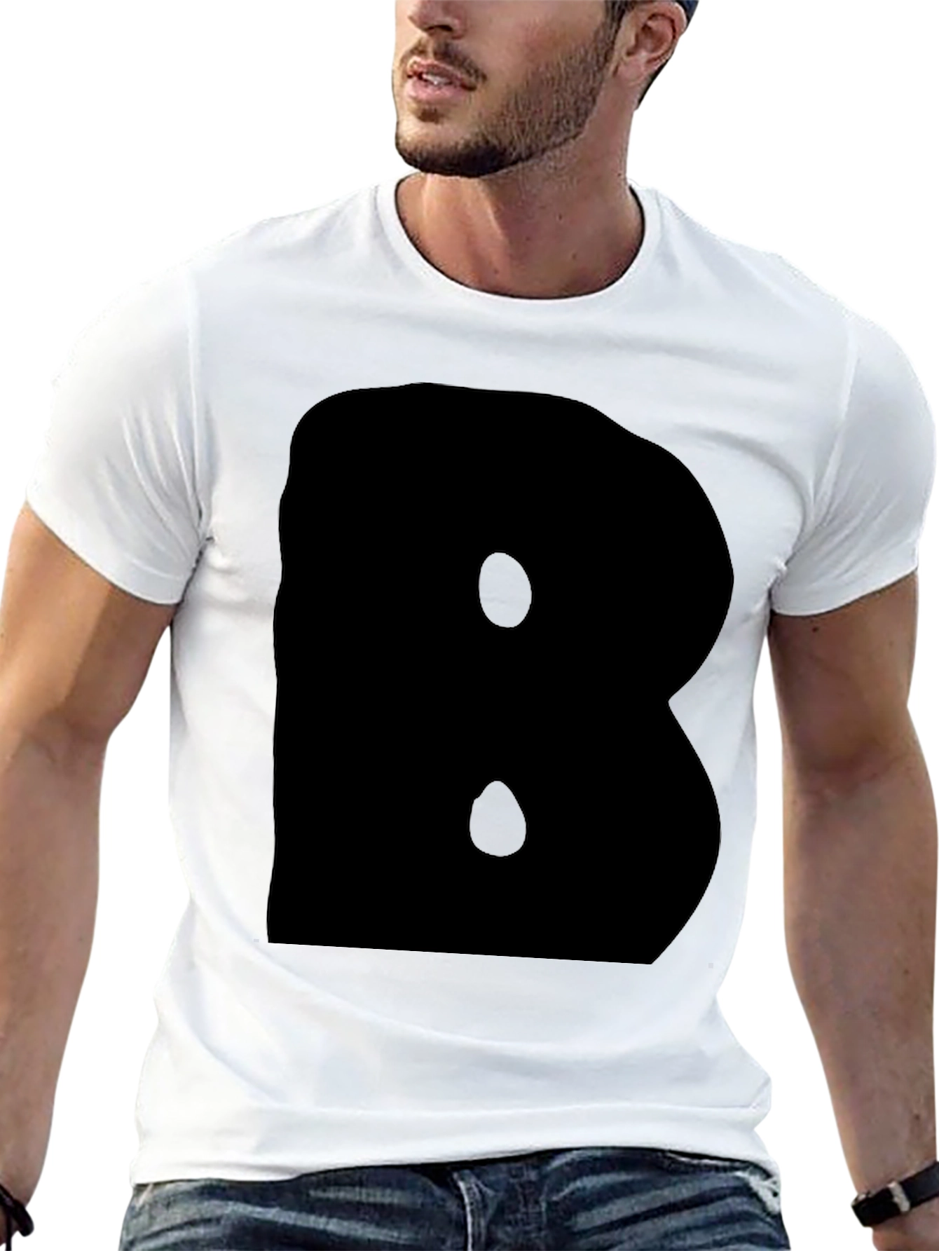 Bold Black Tee - Statement Letter B Design