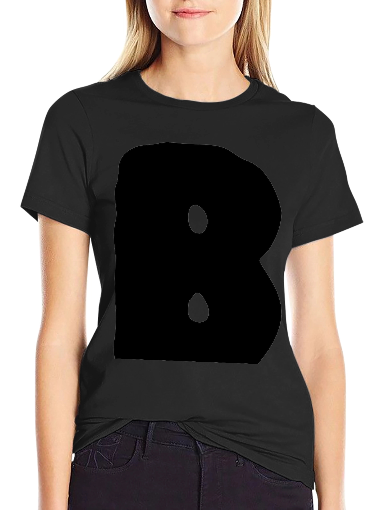Bold Black Tee - Statement Letter B Design