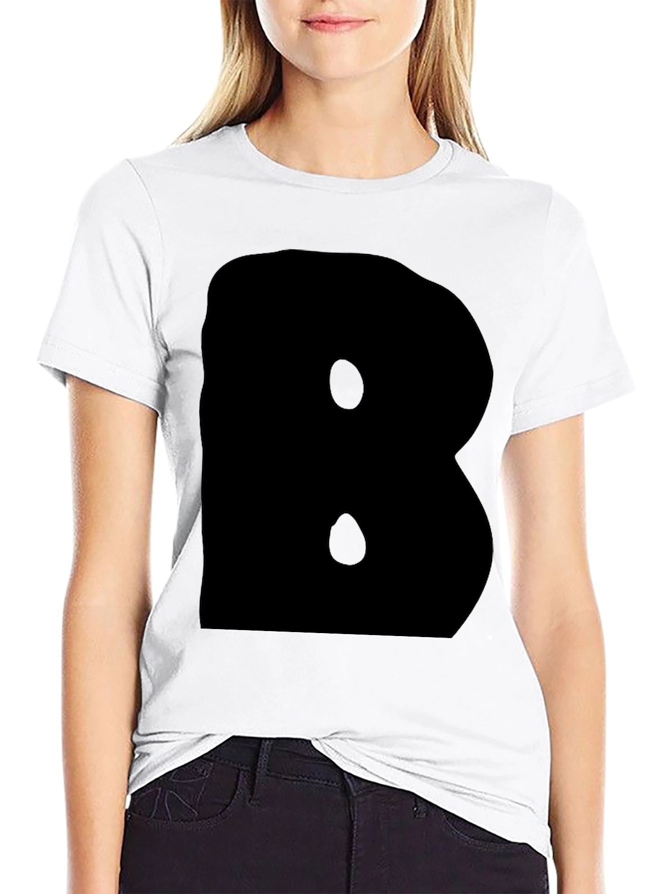 Bold Black Tee - Statement Letter B Design