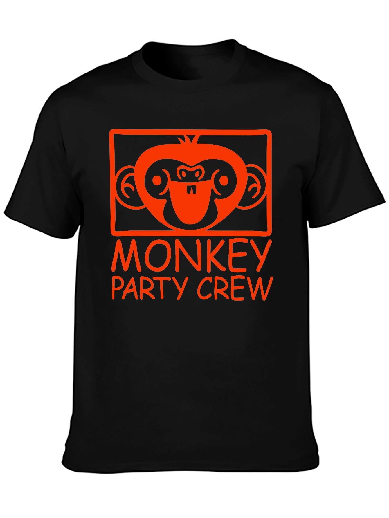 Monkey Party Crew Graphic Tee - Black