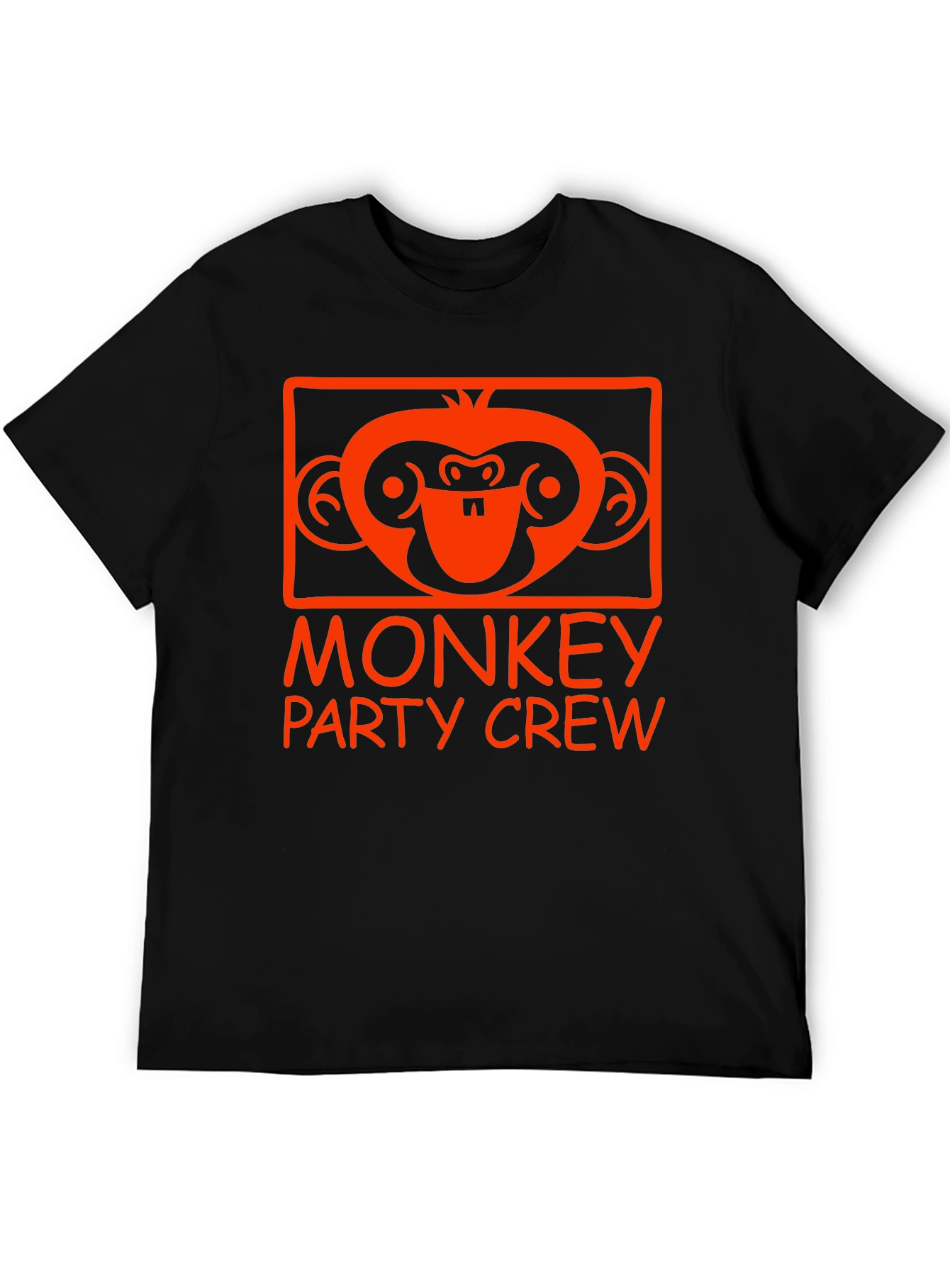Monkey Party Crew Graphic Tee - Black