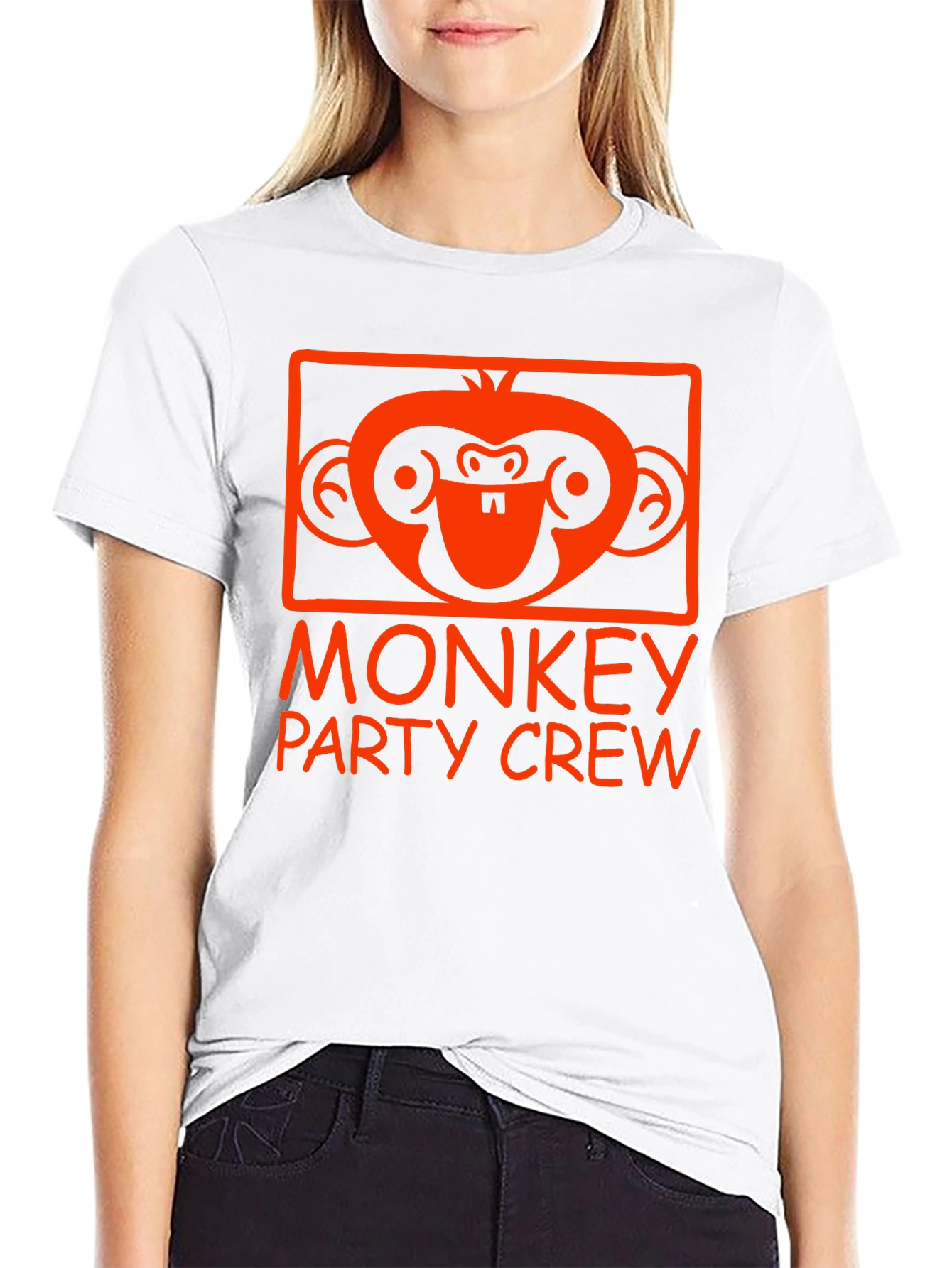 Monkey Party Crew Graphic Tee - Black