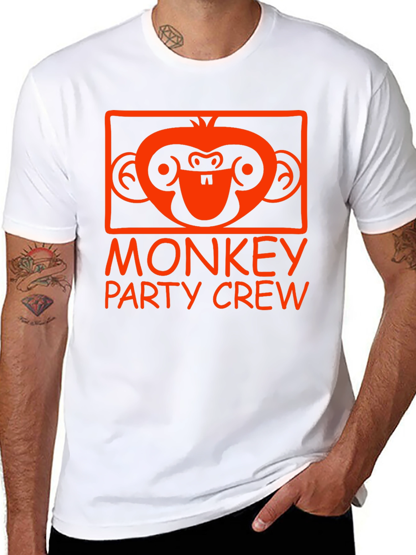 Monkey Party Crew Graphic Tee - Black