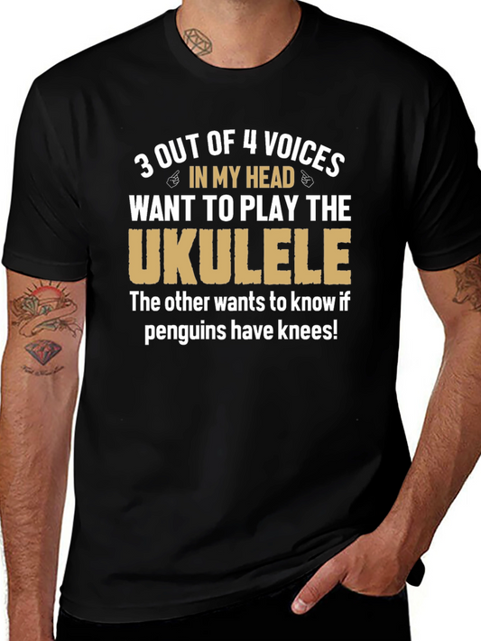 Ukulele Humor T-Shirt: Penguins Have Knees?