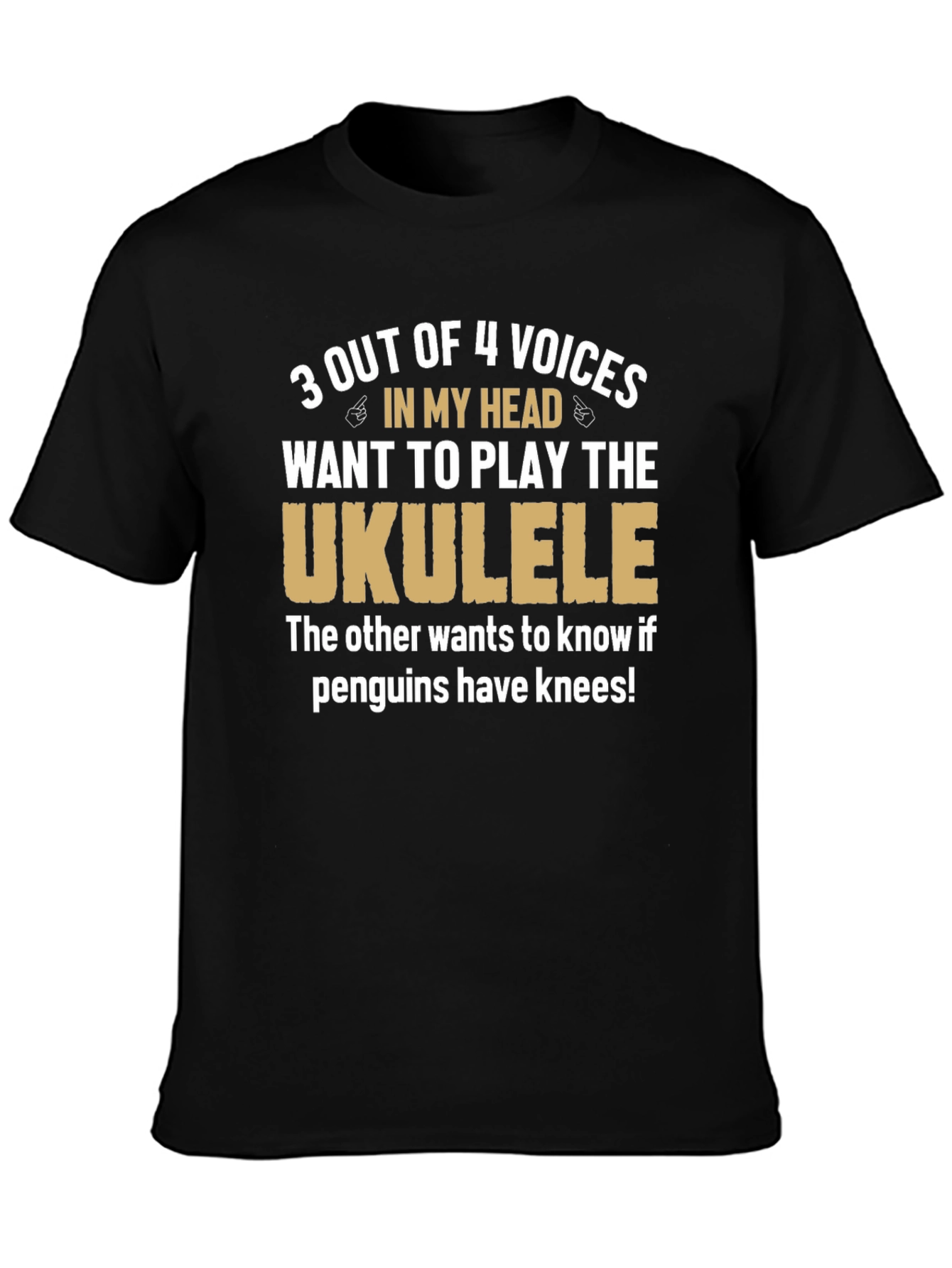 Ukulele Humor T-Shirt: Penguins Have Knees?