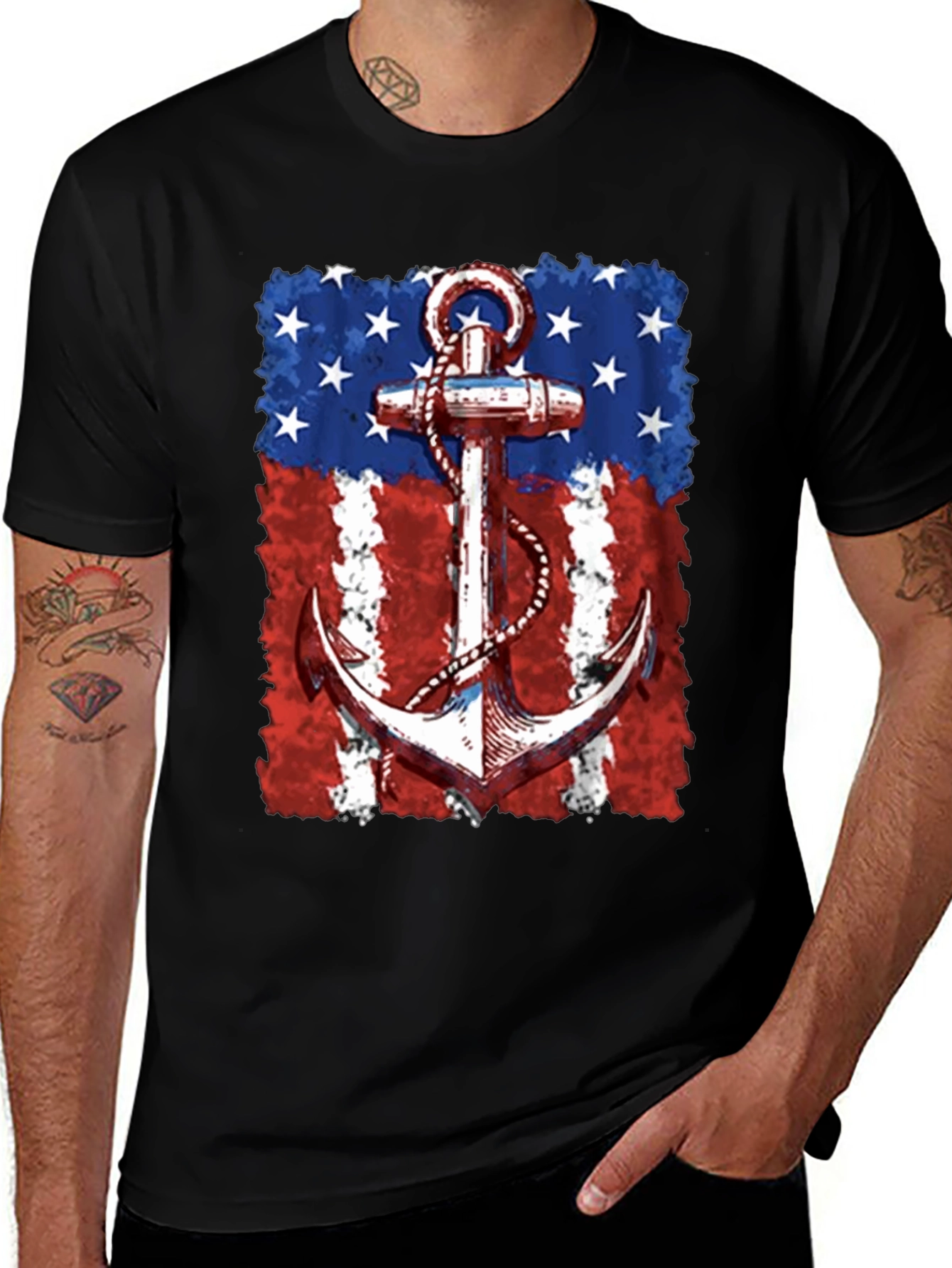 Patriotic Anchor Graphic T-Shirt