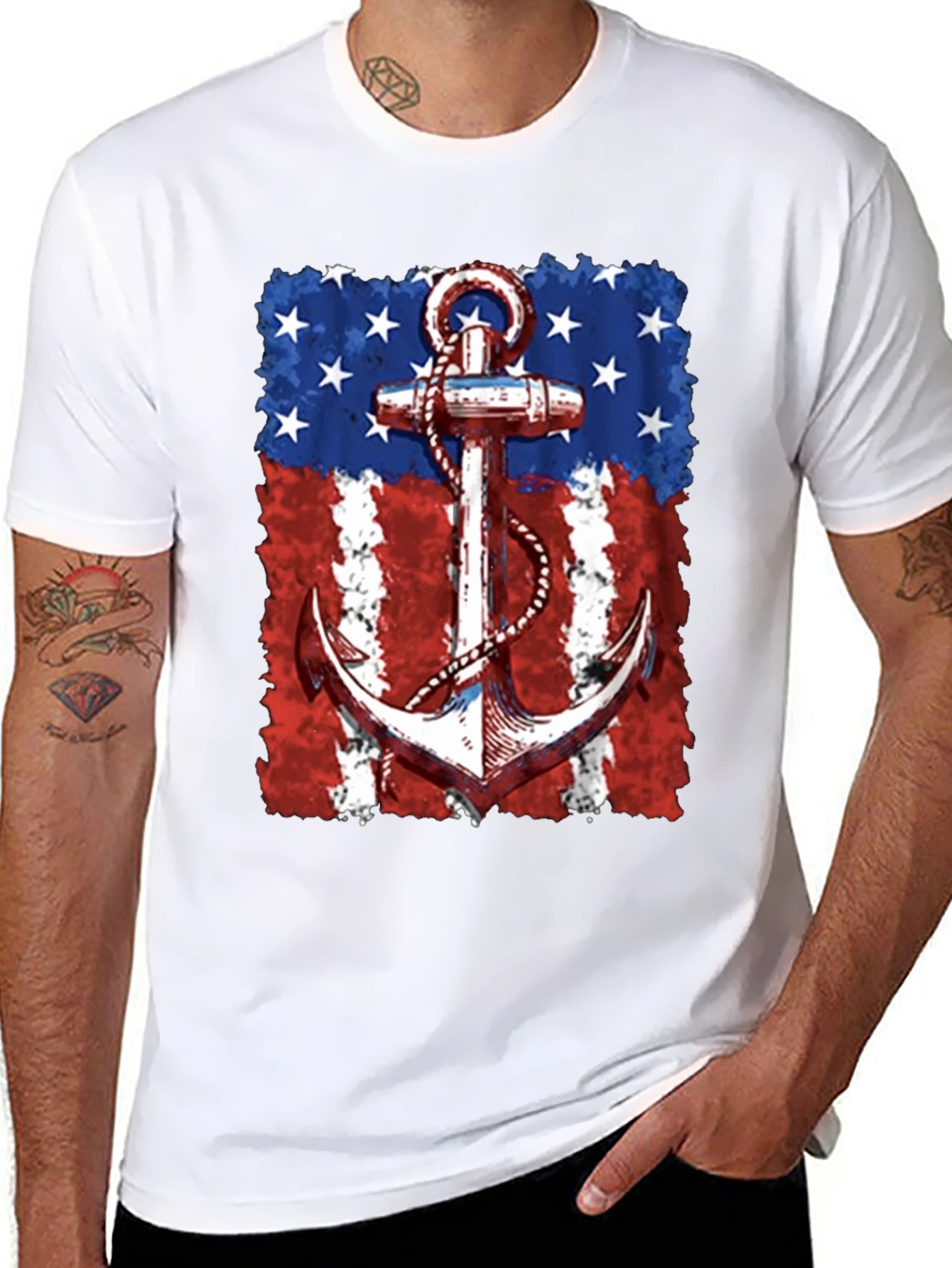 Patriotic Anchor Graphic T-Shirt