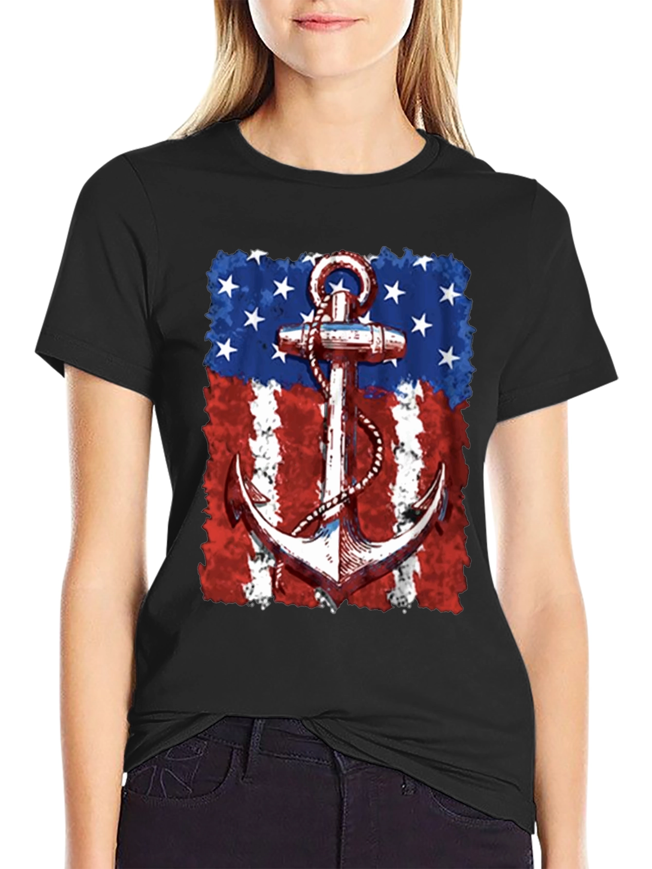 Patriotic Anchor Graphic T-Shirt