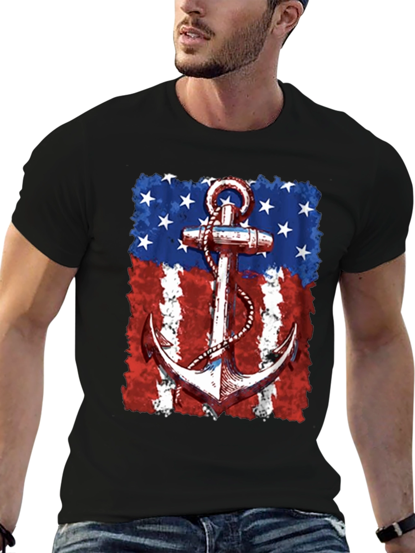 Patriotic Anchor Graphic T-Shirt