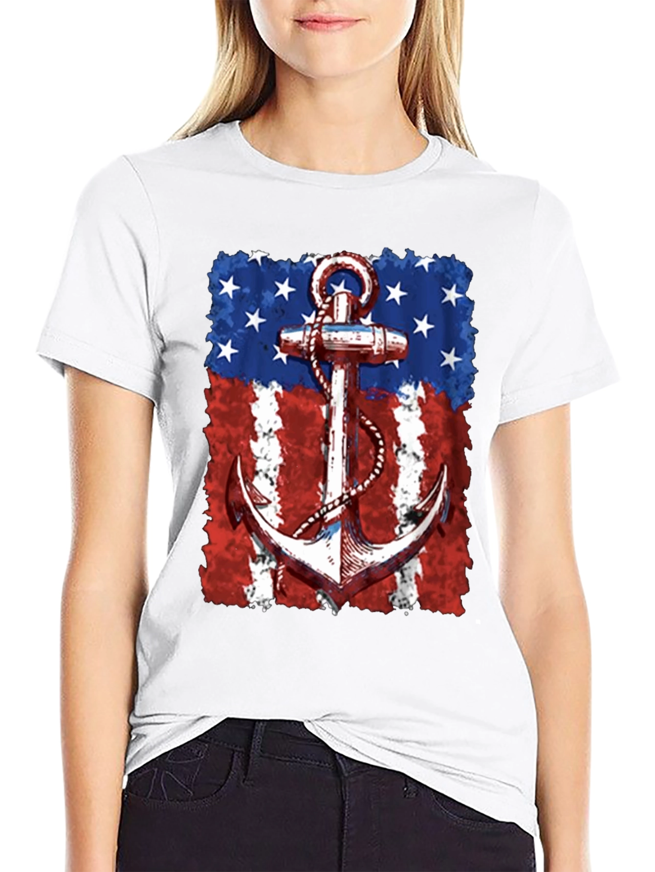 Patriotic Anchor Graphic T-Shirt