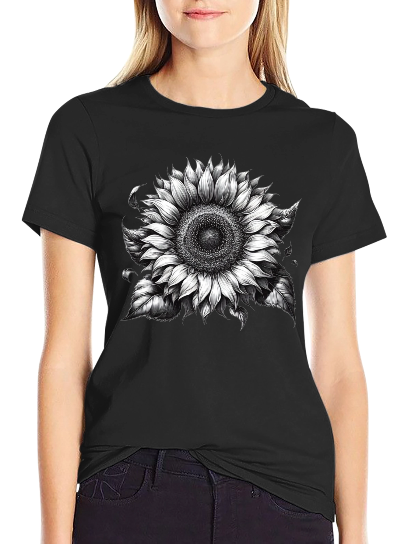 Black Sunflower Graphic Tee