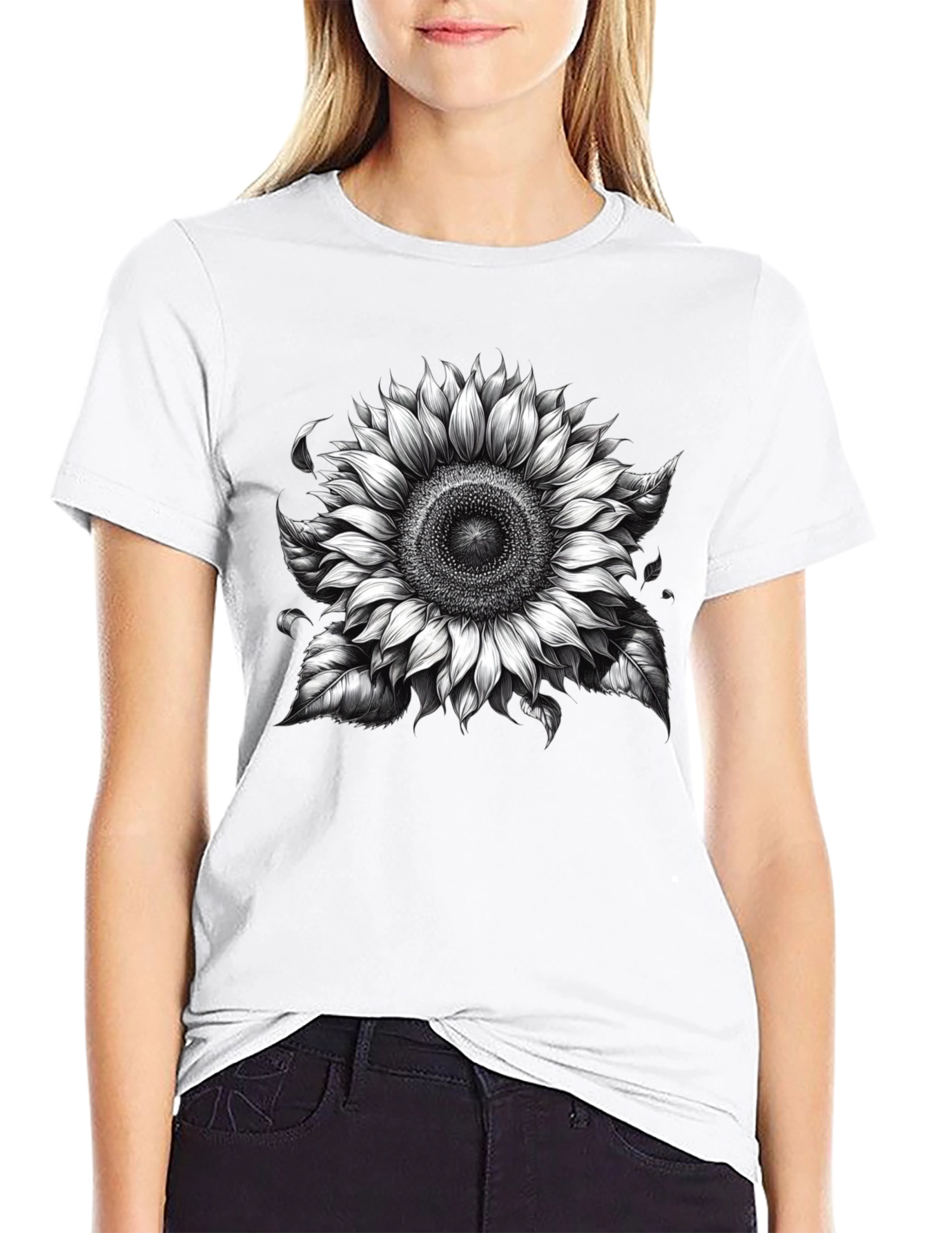 Black Sunflower Graphic Tee