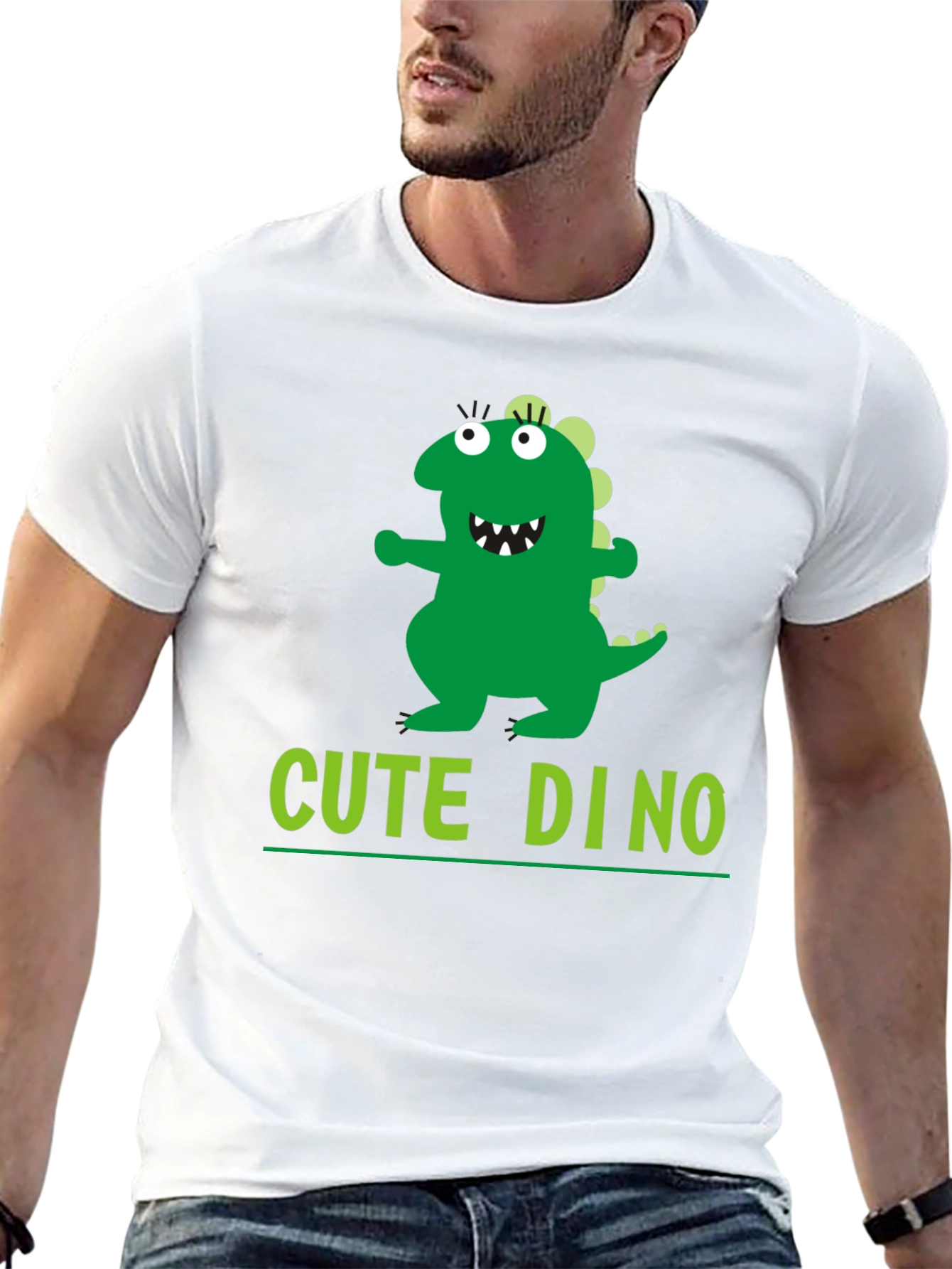 Cute Dino Graphic Black T-Shirt