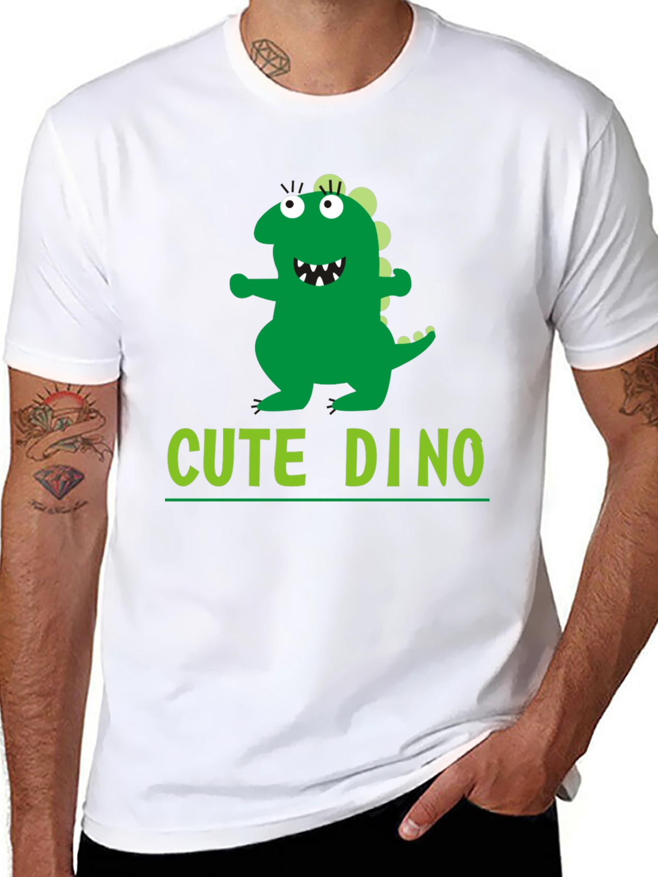 Cute Dino Graphic Black T-Shirt