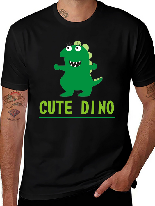 Cute Dino Graphic Black T-Shirt