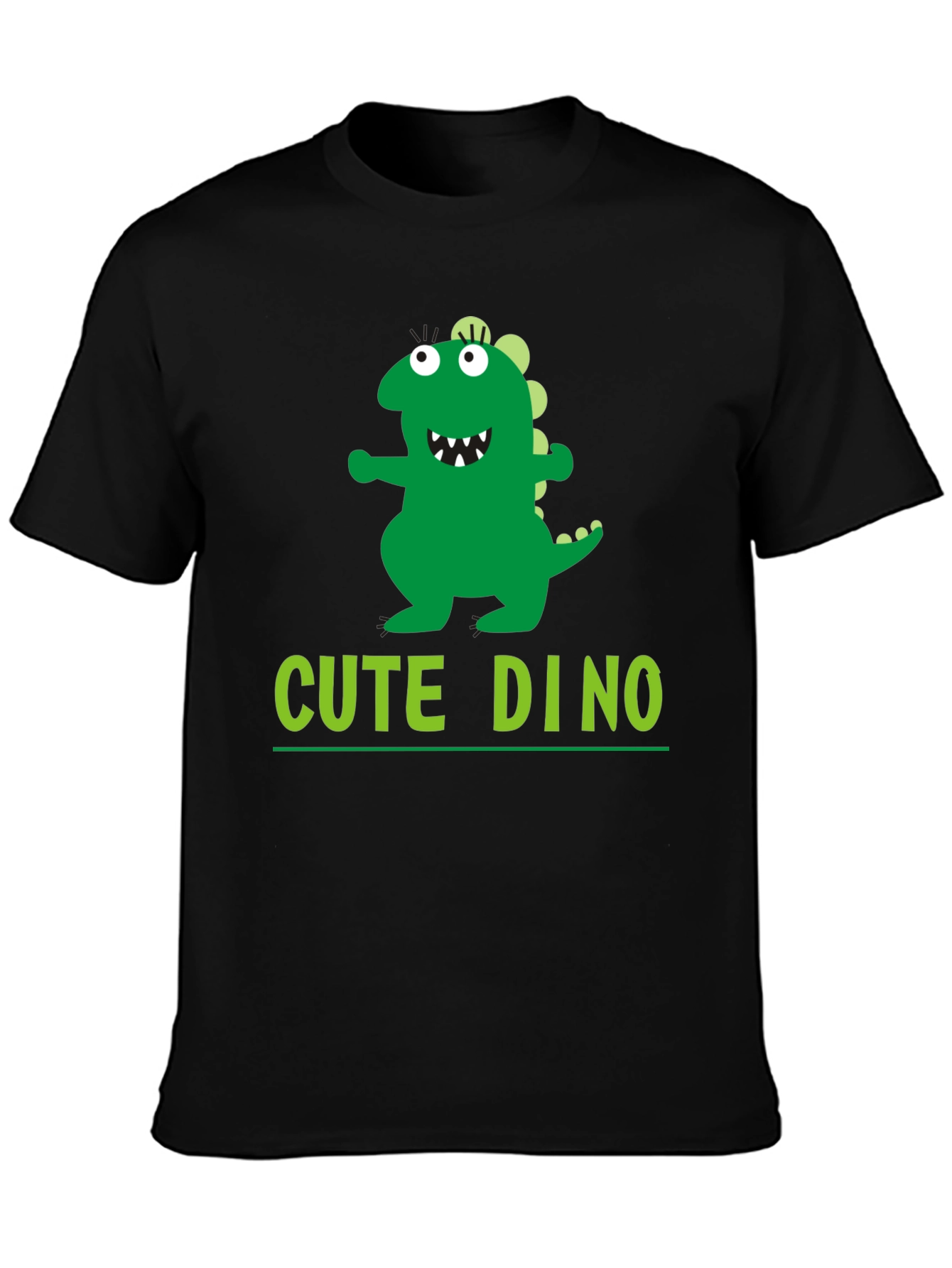 Cute Dino Graphic Black T-Shirt