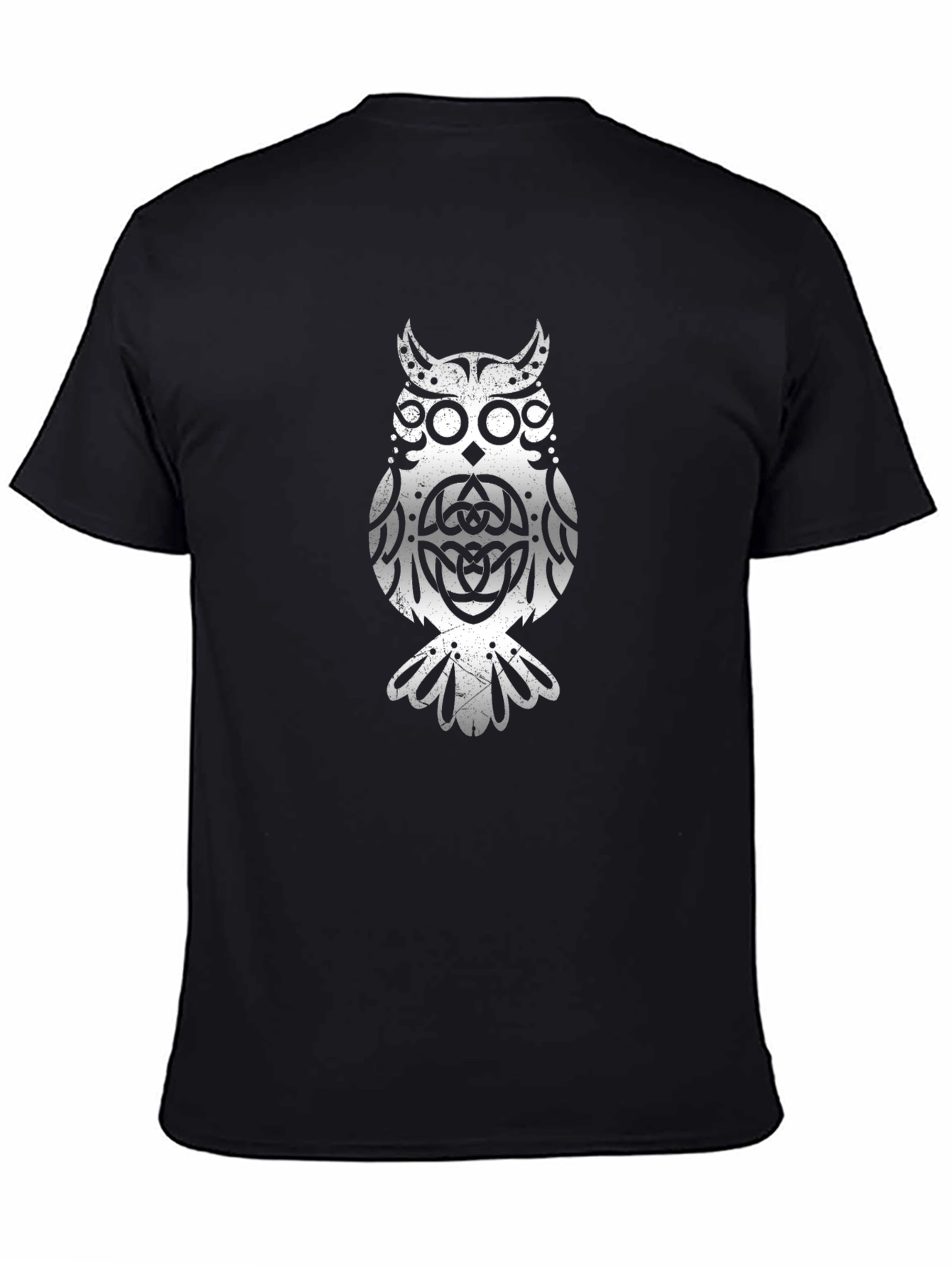 Celtic Owl Graphic T-Shirt - Black Cotton Tee