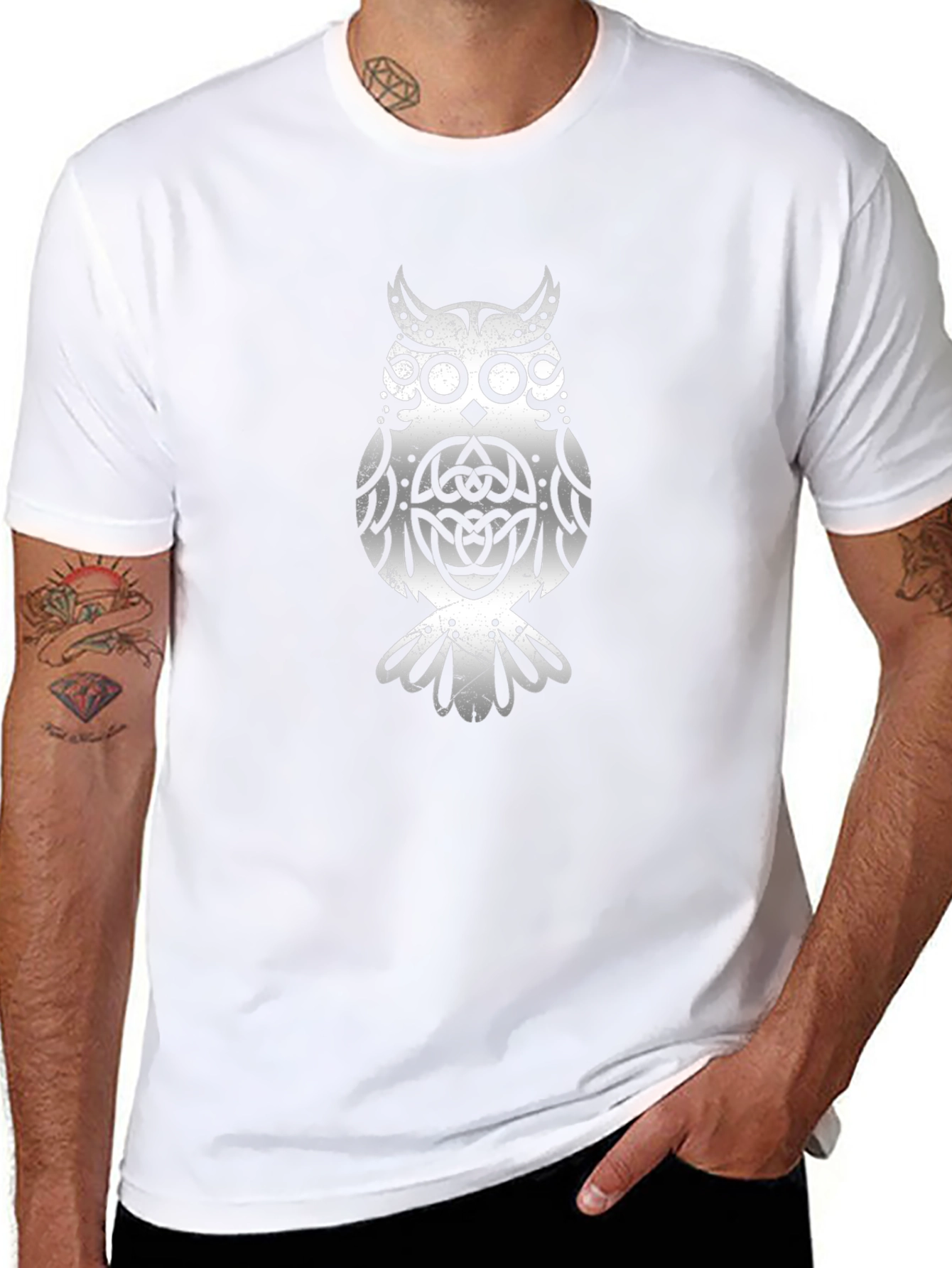 Celtic Owl Graphic T-Shirt - Black Cotton Tee