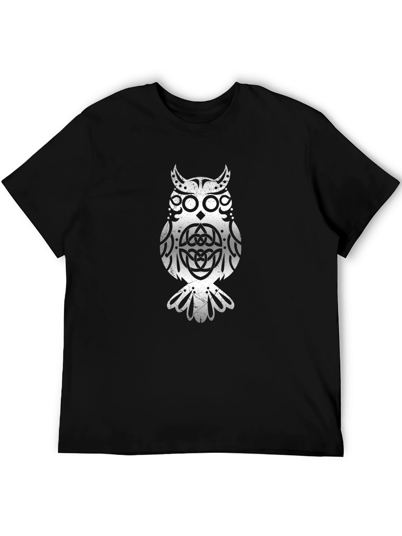 Celtic Owl Graphic T-Shirt - Black Cotton Tee