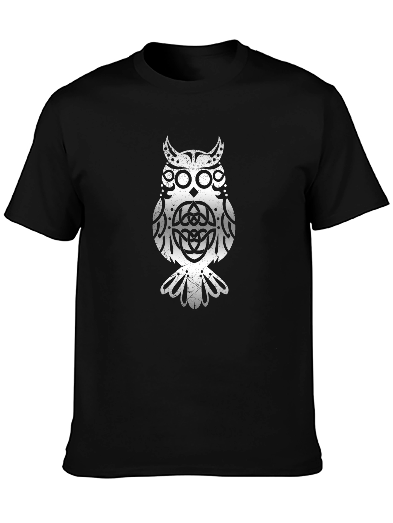 Celtic Owl Graphic T-Shirt - Black Cotton Tee