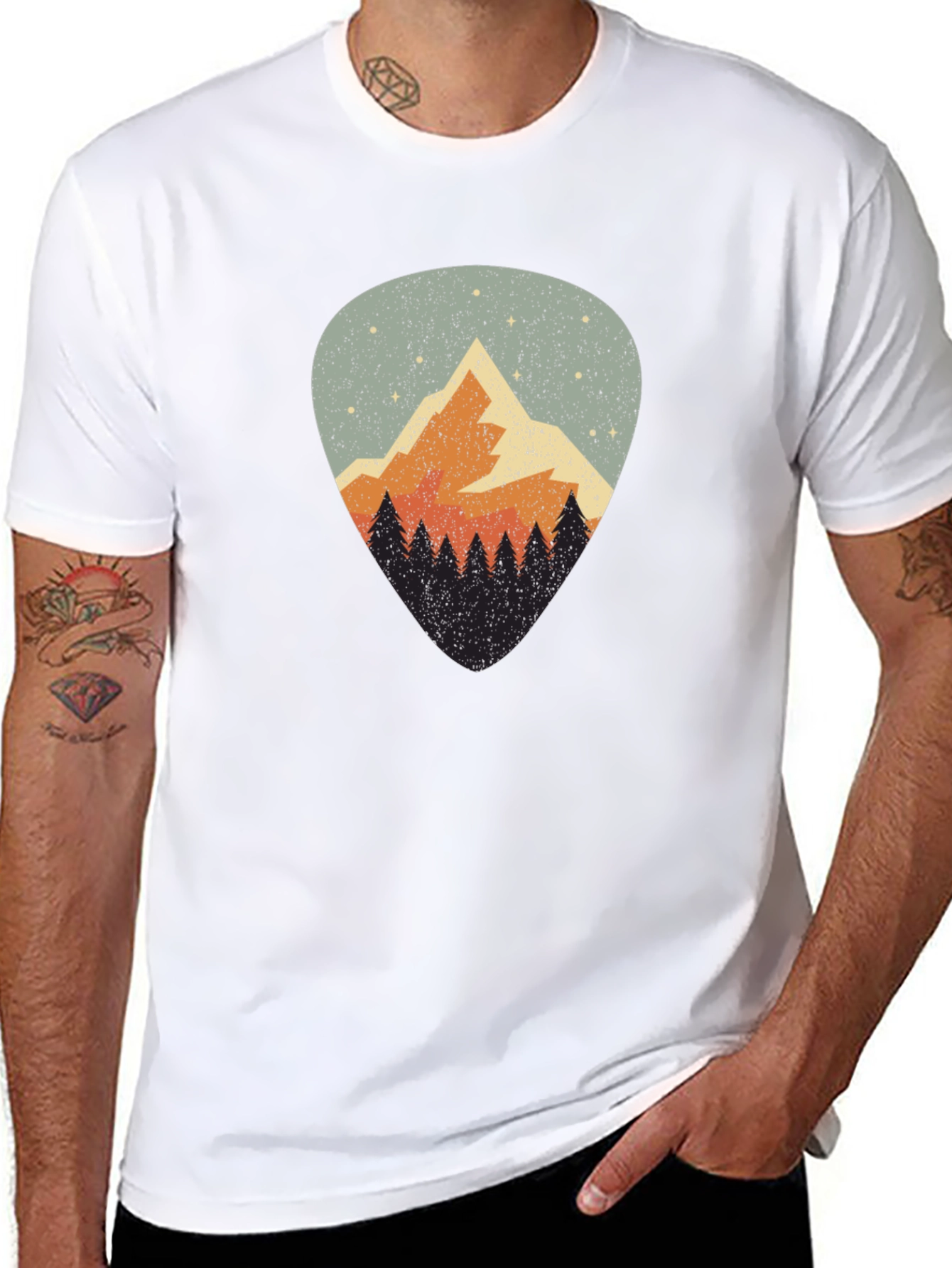Mountain Guitar Pick Graphic T-Shirt