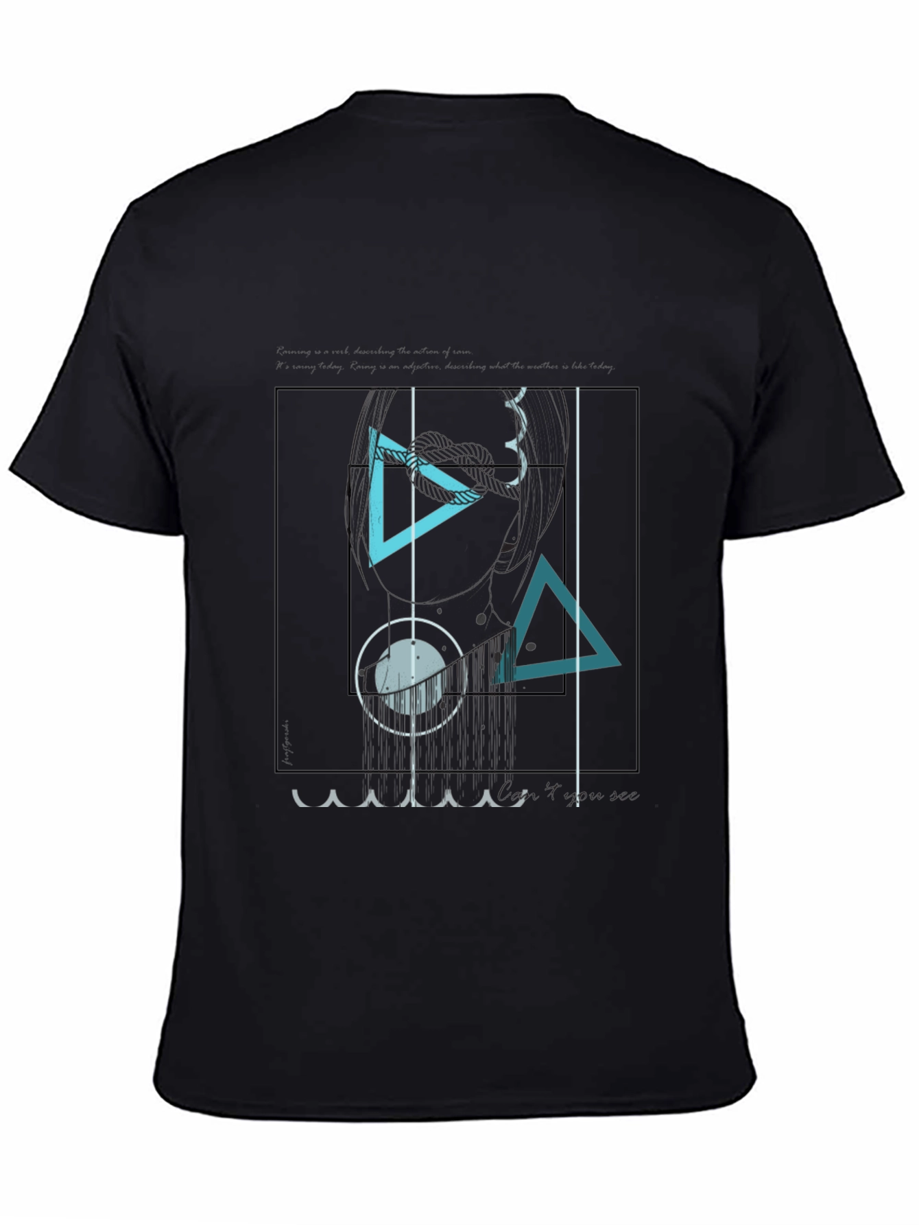 Abstract Geometric Graphic Print Black T-Shirt