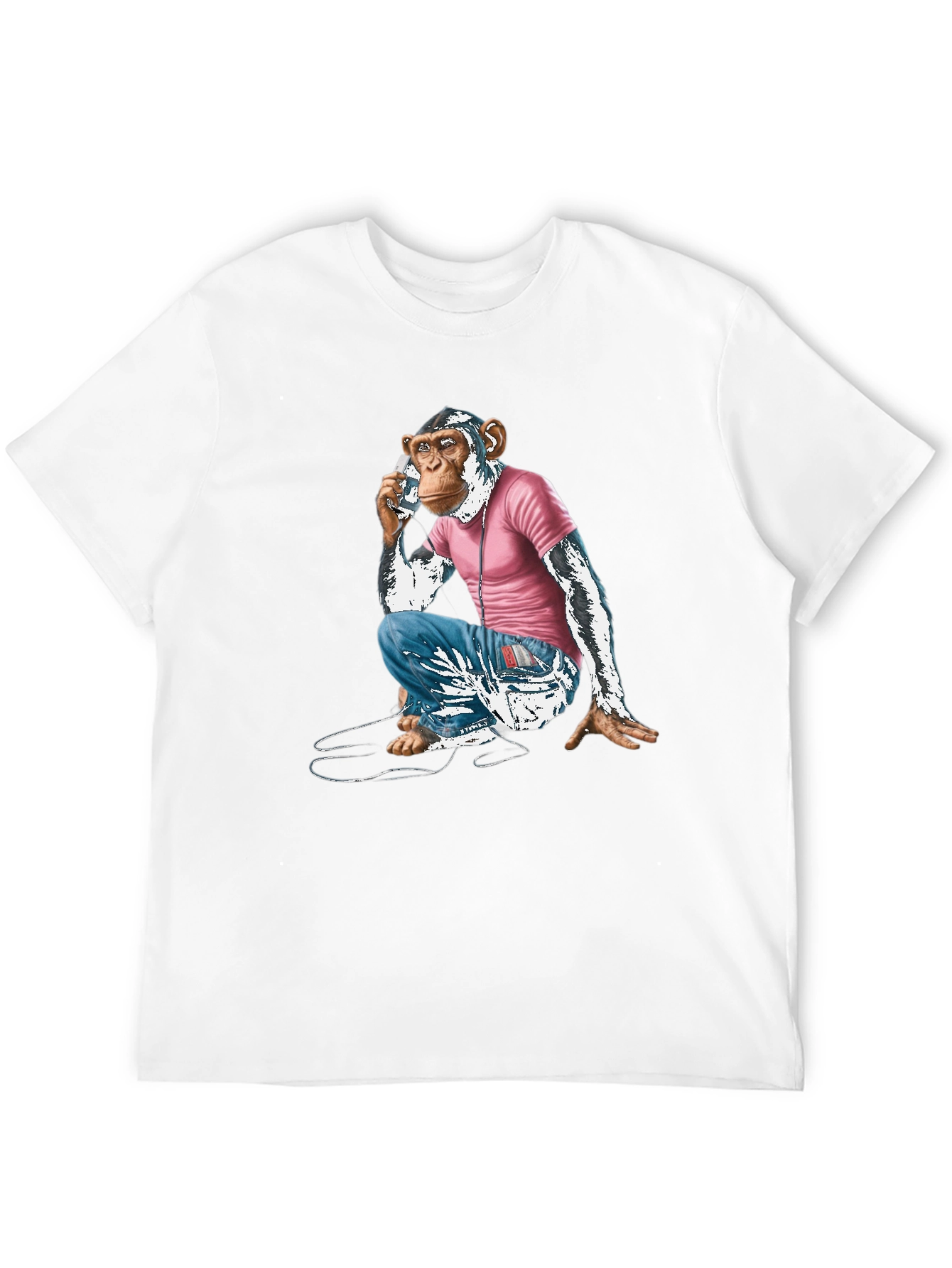 Chimpanzee Phone Call Graphic T-Shirt