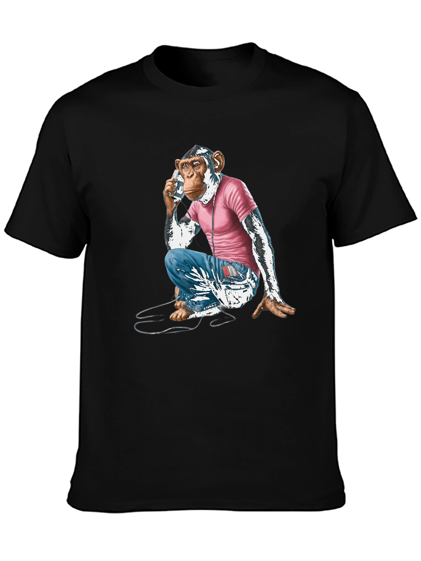 Chimpanzee Phone Call Graphic T-Shirt