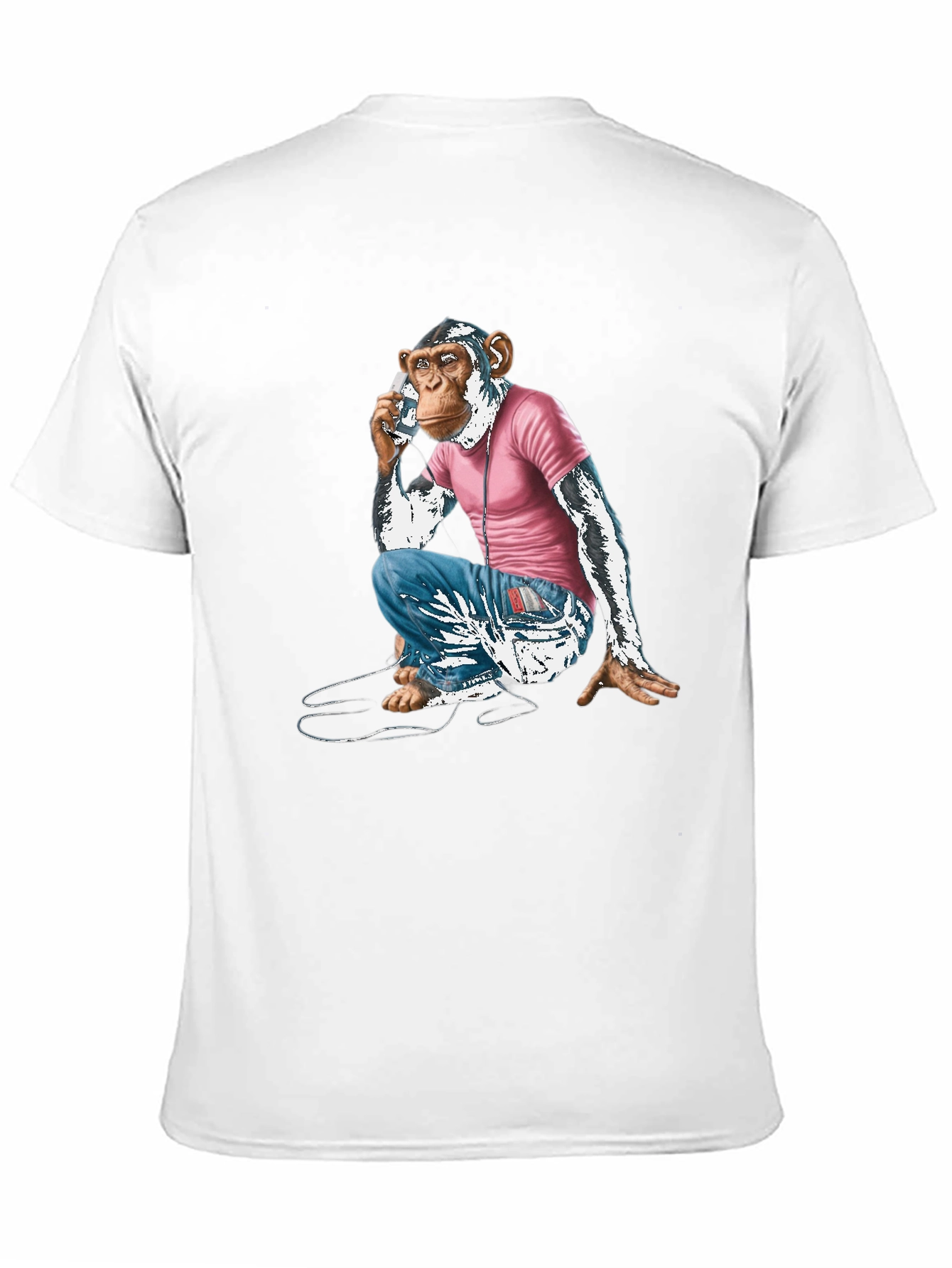 Chimpanzee Phone Call Graphic T-Shirt