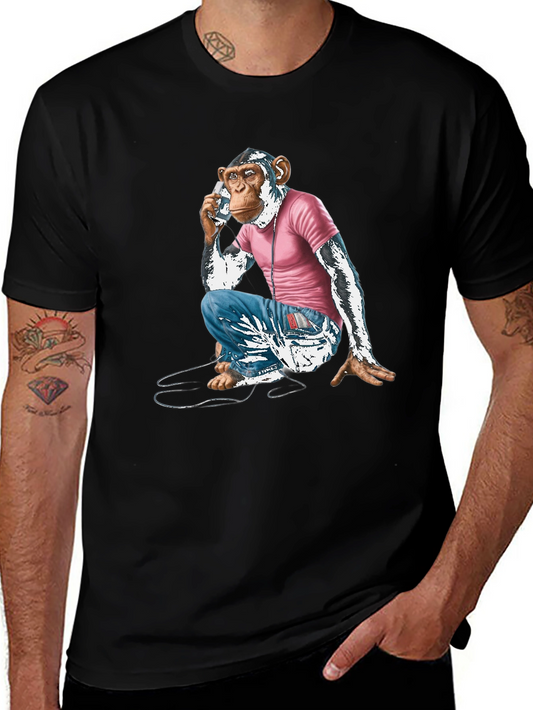 Chimpanzee Phone Call Graphic T-Shirt