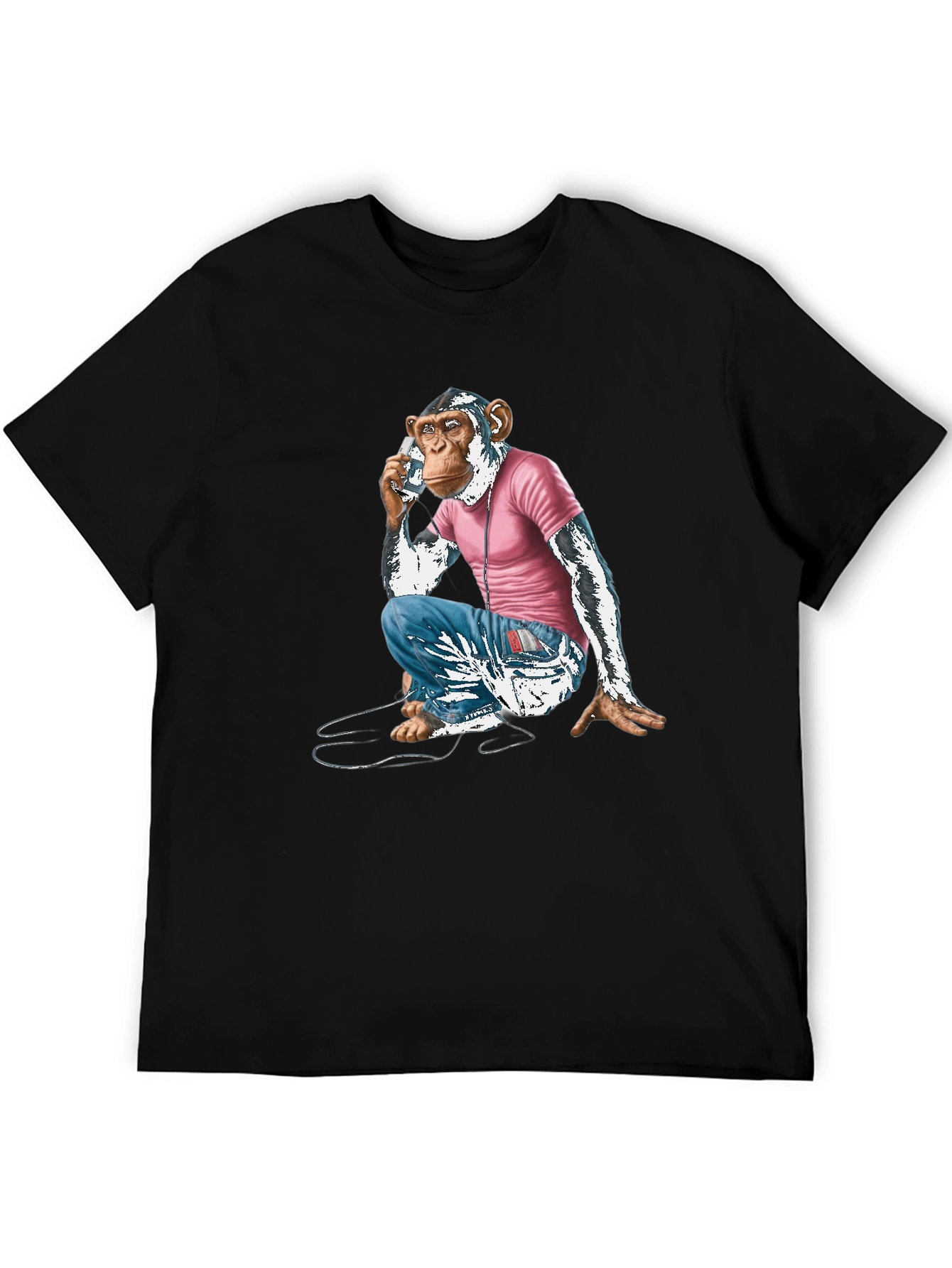 Chimpanzee Phone Call Graphic T-Shirt