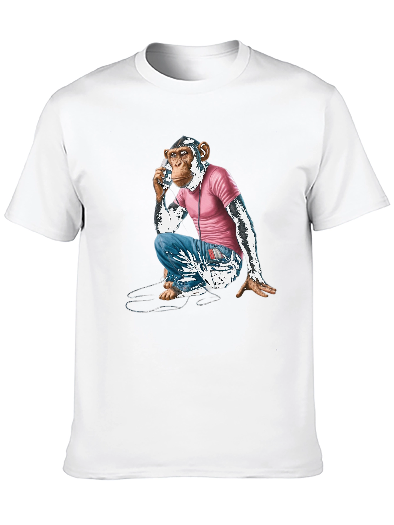Chimpanzee Phone Call Graphic T-Shirt