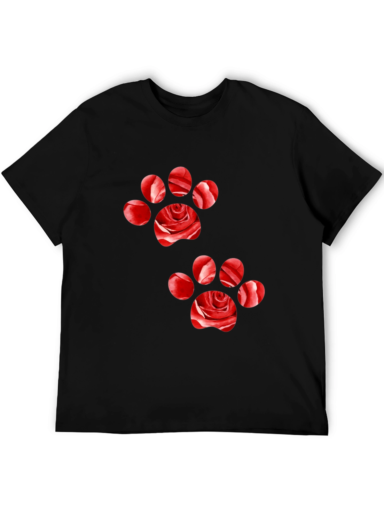 Rose Paw Print Black T-Shirt