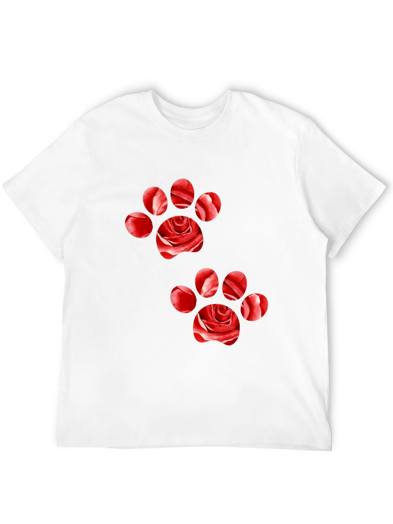 Rose Paw Print Black T-Shirt
