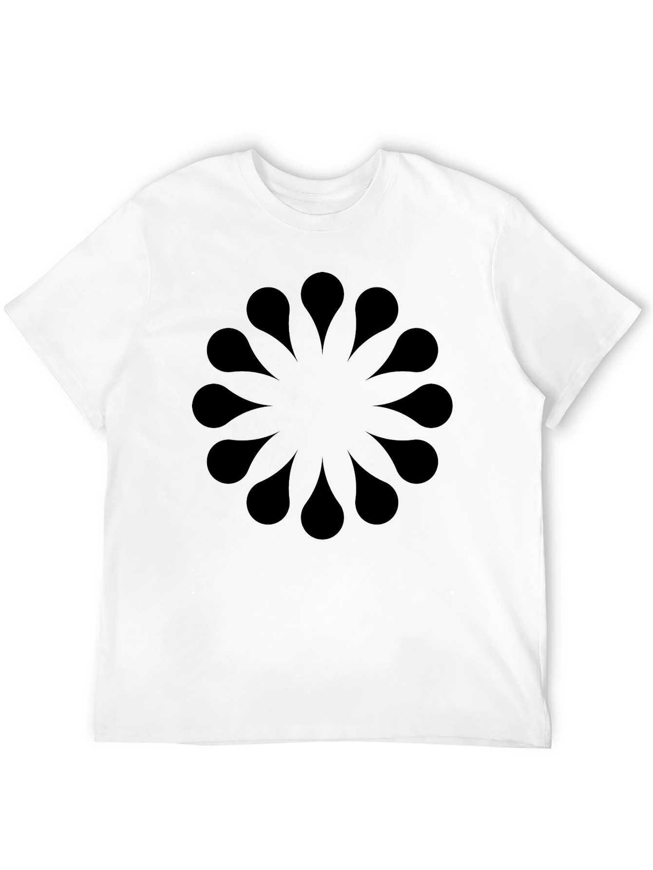 Abstract Floral Pattern Black T-Shirt